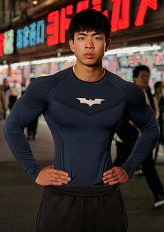 BATMAN LONG SLEEVE COMPRESSION NAVY