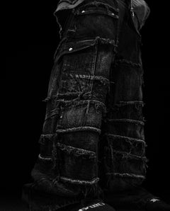 Oversized Distresseddenim Cargo Jeans [Alloy Washed]