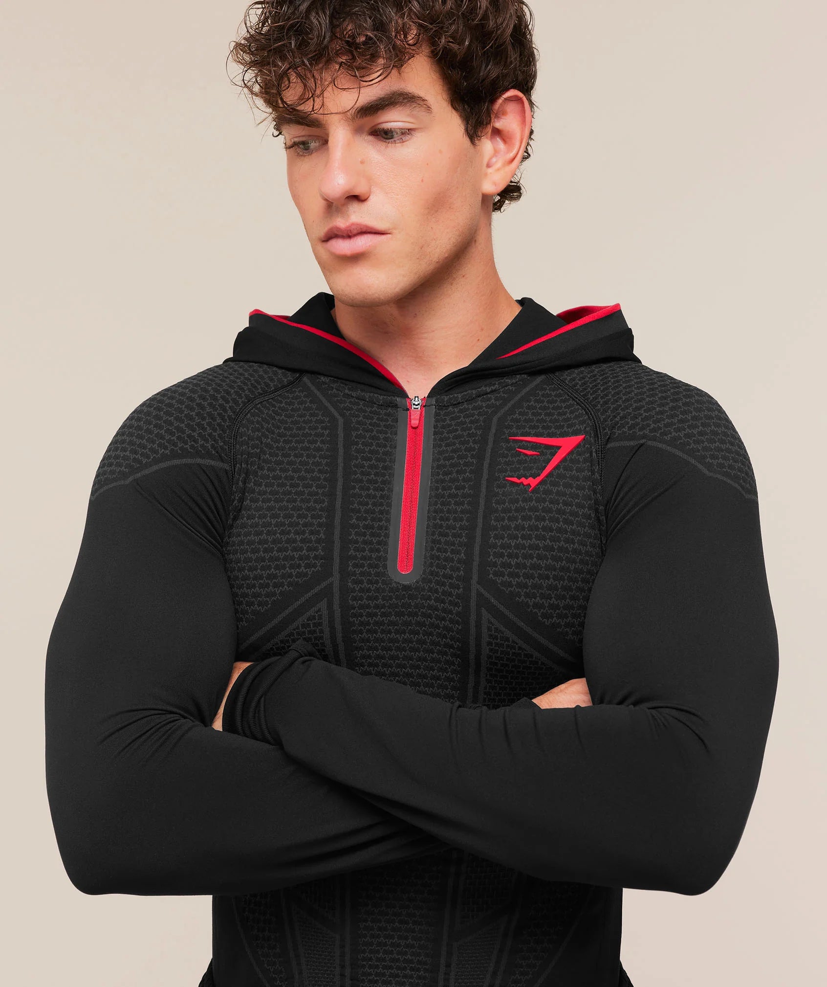 Gymshark Onyx V1 Hoodie - Black/Carmine Red