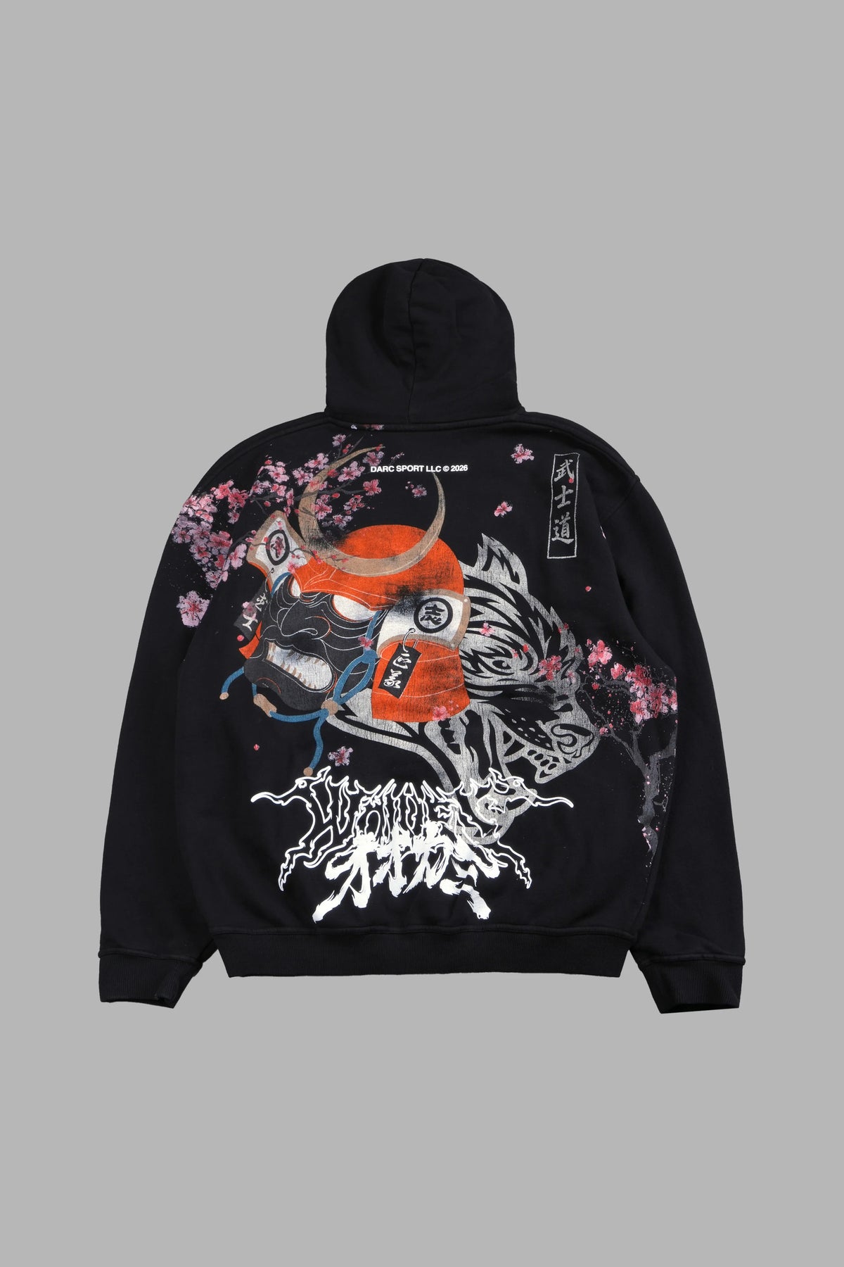 Samurai And The Wolf Pierce Hoodie in Black