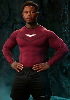 BATMAN LONG SLEEVE COMPRESSION burgundy
